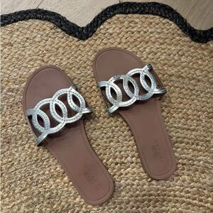 Silver Slide Sandals